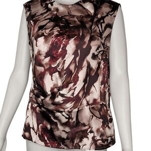 Jones‎ New York Brown Sleeveless Peplum Blouse